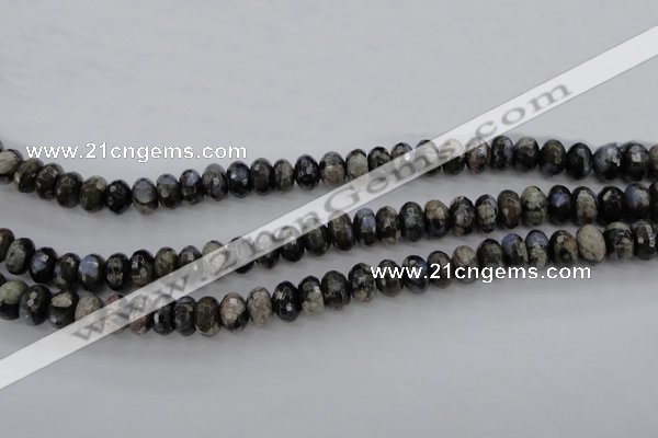 COP498 15.5 inches 5*8mm faceted rondelle natural grey opal beads