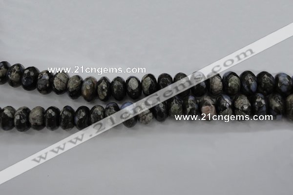 COP499 15.5 inches 8*12mm faceted rondelle natural grey opal beads