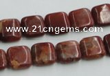 COP526 15.5 inches 12*12mm square red opal gemstone beads wholesale