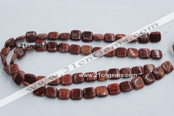 COP527 15.5 inches 14*14mm square red opal gemstone beads wholesale