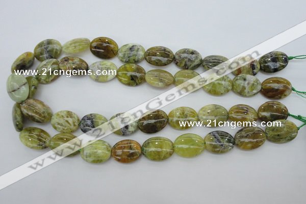 COP550 15.5 inches 15*20mm oval natural yellow & green opal beads