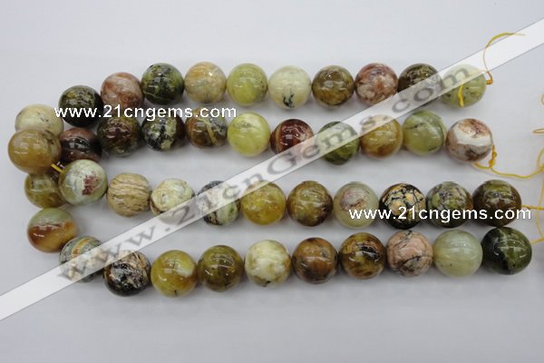 COP551 15.5 inches 18mm round yellow & green natural opal beads