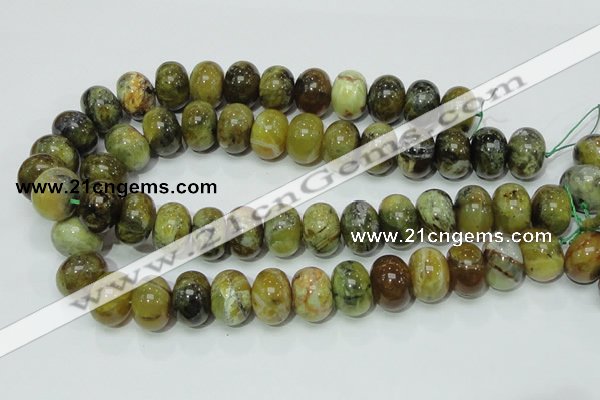 COP552 15.5 inches 15*20mm rondelle yellow & green natural opal beads