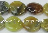 COP553 15.5 inches 20mm flat round yellow & green natural opal beads