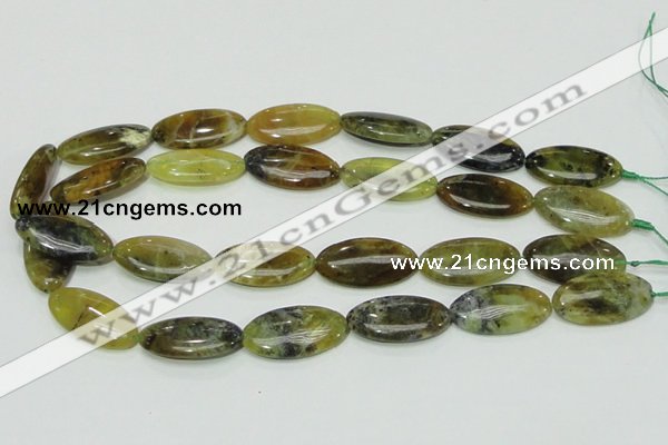 COP554 15.5 inches 15*30mm oval yellow & green natural opal beads