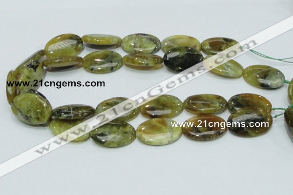 COP555 15.5 inches 20*30mm oval yellow & green natural opal beads