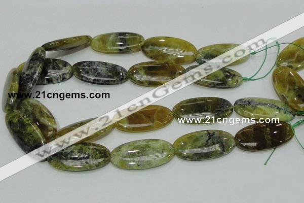 COP556 15.5 inches 20*40mm oval yellow & green natural opal beads