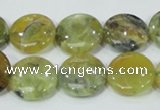 COP558 15.5 inches 18mm flat round natural yellow & green opal beads