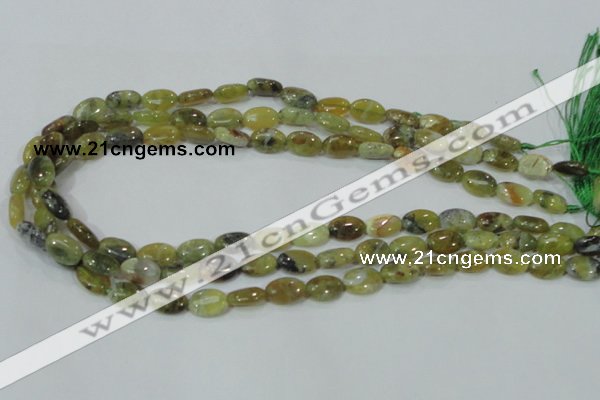 COP561 15.5 inches 8*12mm oval natural yellow & green opal beads