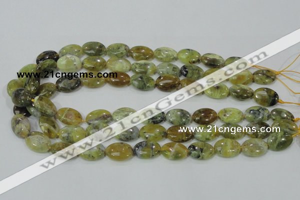 COP563 15.5 inches 13*18mm oval natural yellow & green opal beads