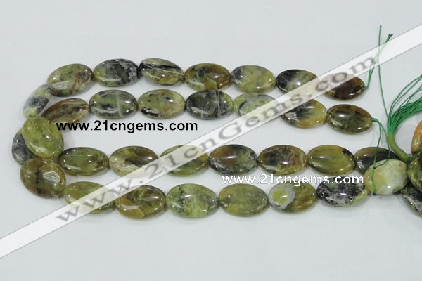 COP564 15.5 inches 18*25mm oval natural yellow & green opal beads