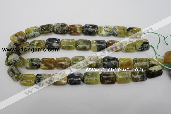 COP569 15.5 inches 15*20mm rectangle natural yellow & green opal beads