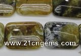 COP570 15.5 inches 18*25mm rectangle natural yellow & green opal beads