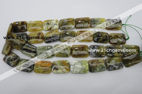 COP570 15.5 inches 18*25mm rectangle natural yellow & green opal beads