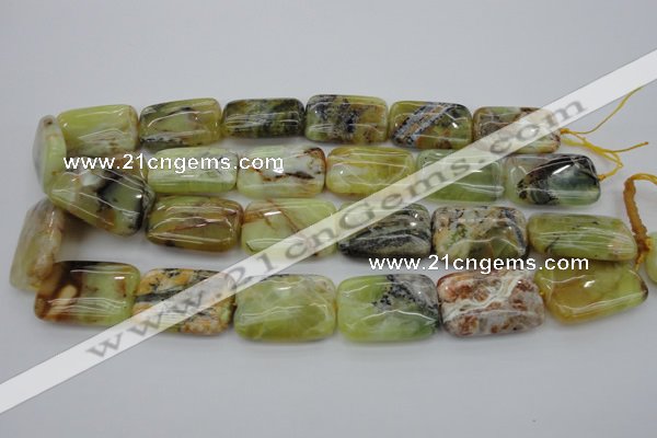 COP571 15.5 inches 20*30mm rectangle natural yellow & green opal beads