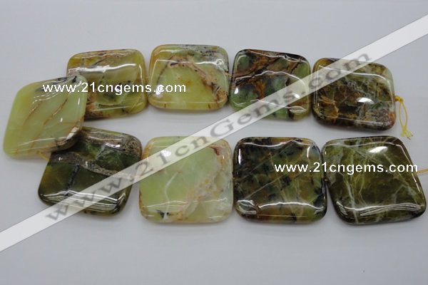 COP585 15.5 inches 45*45mm square natural yellow & green opal beads