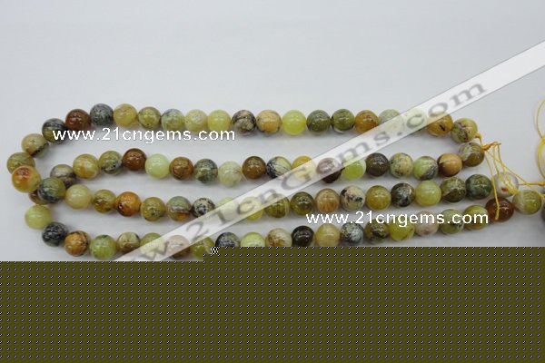 COP589 15.5 inches 10mm round natural yellow & green opal beads