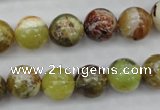 COP590 15.5 inches 12mm round natural yellow & green opal beads