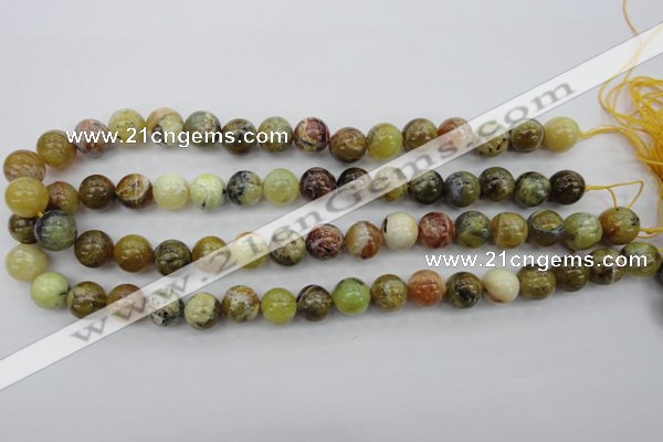 COP590 15.5 inches 12mm round natural yellow & green opal beads