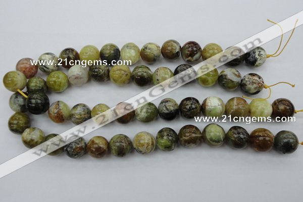 COP592 15.5 inches 16mm round natural yellow & green opal beads