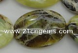 COP593 15.5 inches 25*35mm oval natural yellow & green opal beads
