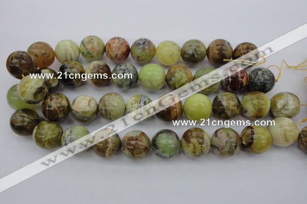 COP594 15.5 inches 20mm round natural yellow & green opal beads