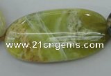 COP599 15.5 inches 25*50mm oval natural yellow & green opal beads
