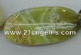 COP599 15.5 inches 25*50mm oval natural yellow & green opal beads