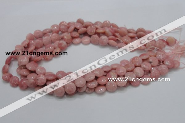 COP60 15.5 inches 12mm flat round natural pink opal gemstone beads