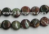 COP602 15.5 inches 10mm flat round green opal gemstone beads