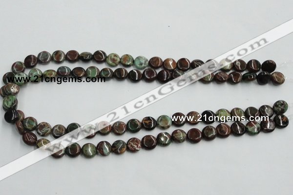 COP602 15.5 inches 10mm flat round green opal gemstone beads