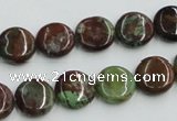 COP603 15.5 inches 12mm flat round green opal gemstone beads