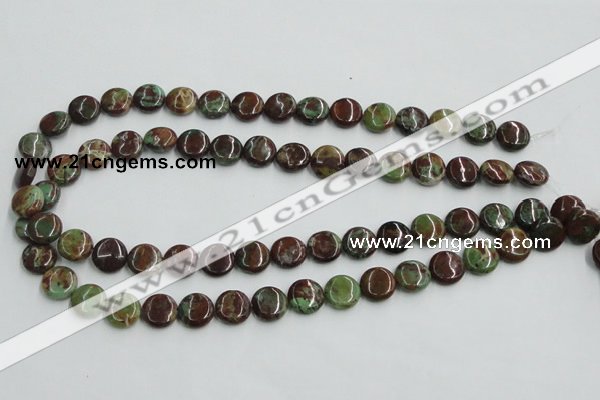 COP603 15.5 inches 12mm flat round green opal gemstone beads