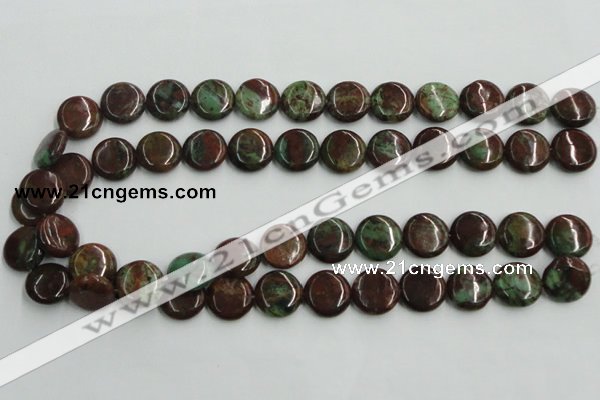 COP604 15.5 inches 16mm flat round green opal gemstone beads