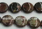 COP605 15.5 inches 18mm flat round green opal gemstone beads