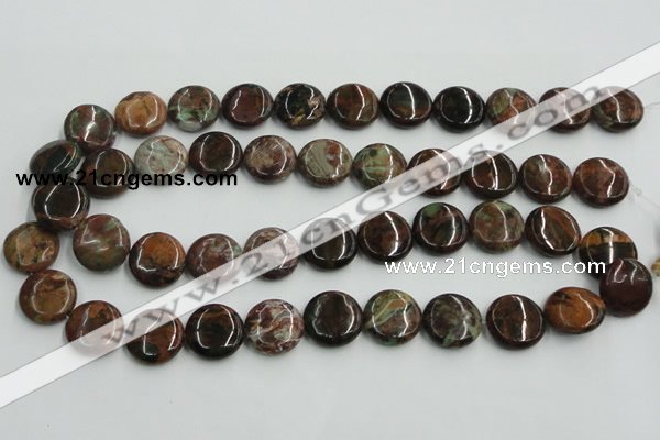 COP605 15.5 inches 18mm flat round green opal gemstone beads