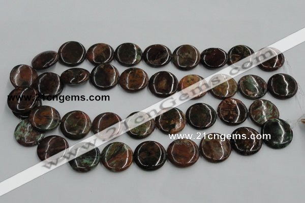 COP606 15.5 inches 20mm flat round green opal gemstone beads