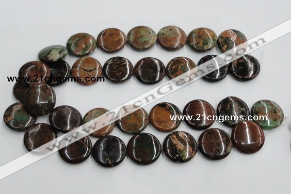 COP607 15.5 inches 25mm flat round green opal gemstone beads