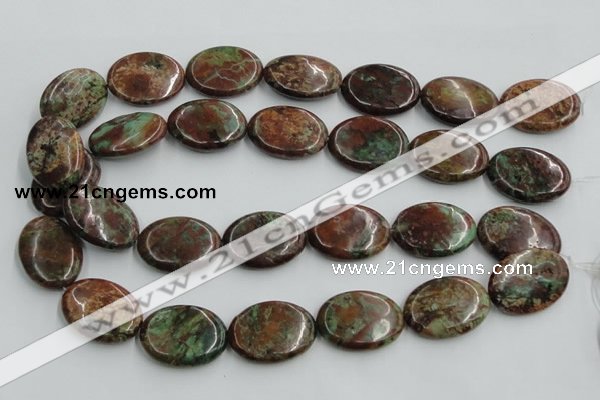 COP609 15.5 inches 22*30mm oval green opal gemstone beads wholesale