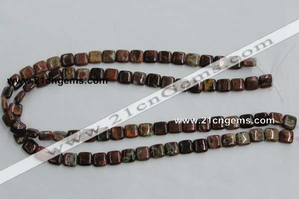 COP612 15.5 inches 10*10mm square green opal gemstone beads