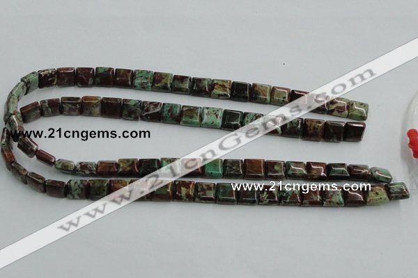 COP613 15.5 inches 10*10mm square double drilled green opal beads