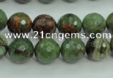 COP663 15.5 inches 10mm faceted round green opal gemstone beads