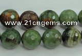 COP664 15.5 inches 12mm faceted round green opal gemstone beads