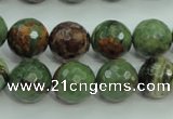 COP665 15.5 inches 14mm faceted round green opal gemstone beads