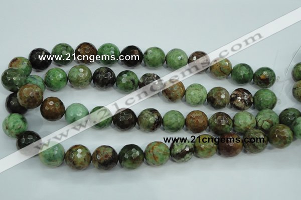 COP666 15.5 inches 16mm faceted round green opal gemstone beads