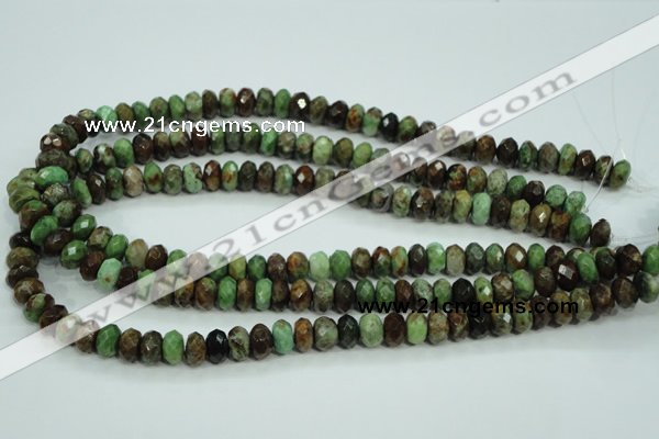 COP670 15.5 inches 6*10mm faceted rondelle green opal gemstone beads