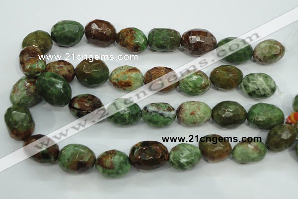 COP675 15.5 inches 18*25mm faceted nuggets green opal gemstone beads