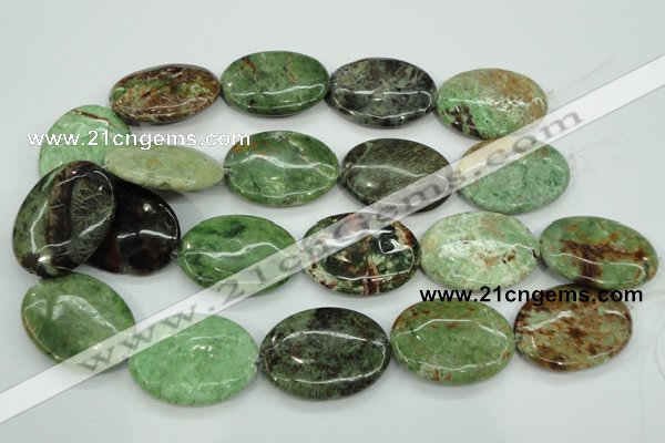 COP682 15.5 inches 30*40mm oval green opal gemstone beads