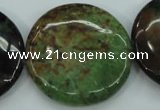 COP684 15.5 inches 35mm flat round green opal gemstone beads