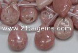 COP74 15.5 inches 13*18mm flat teardrop natural pink opal beads